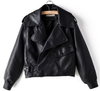 Women's PU Leather Jacket with Short Washed Leather Jacket