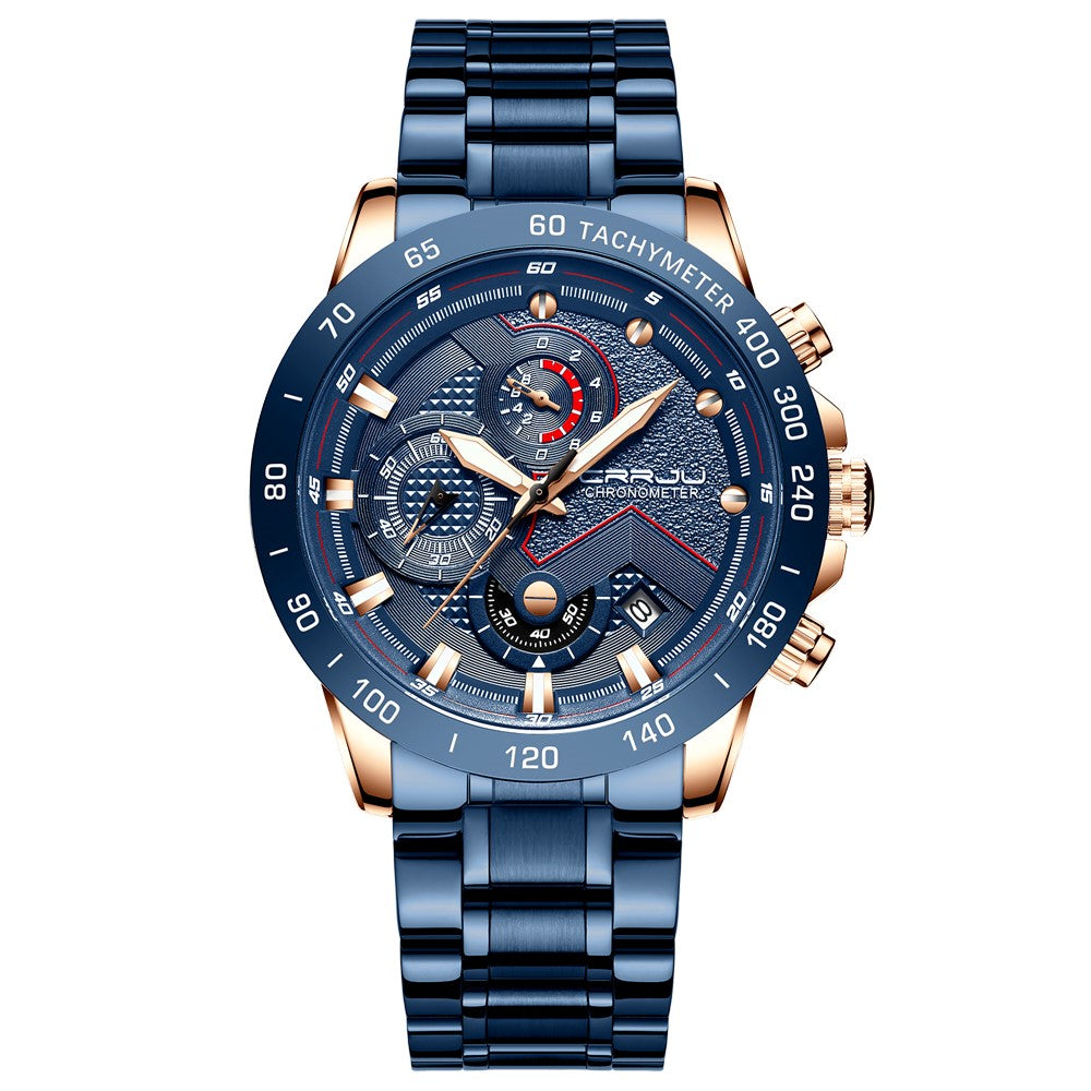 Multi-function six-needle stainless steel watch