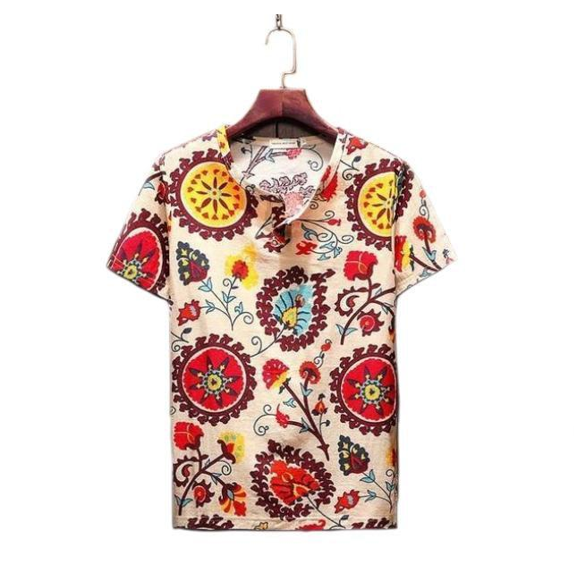 Flower Size Large Round Neck Short Sleeve