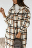 Button Lapel Casual Warm Plaid Long Woolen Coat