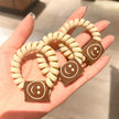 The New Milk Tea Color Frosted Matte Hair Circle Smiley Face Hair Rope Girl Tie Hair Holster