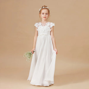 Kids Dress Ladies White Flower Girl Wedding