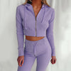 Women Hooded Long Sleeve Slim Sports Casual Suit