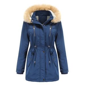 Thick Lamb Velvet Loose Ladies Cotton Jacket With Detachable Hood And Fleece Jacket