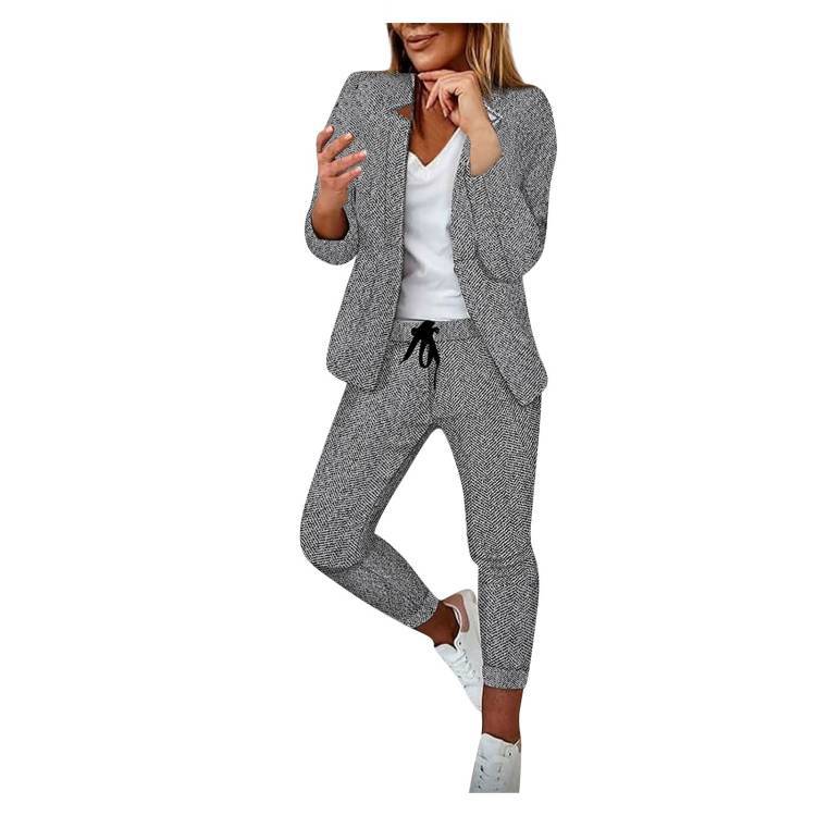 New Plaid Casual Women's Straight Trousers Suit