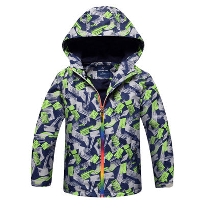 Boys' Outdoor Sports Windbreaker With Warm Waterproof Cloth