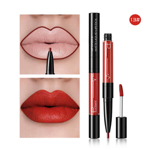 Pudaier Matte Lip Gloss Lip Liner 2 in1 Maquiagem Profissional Completa Agate Red Lip Tint Plumper Tattoo Makeup liquid Lipstick