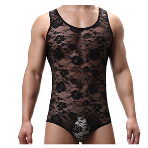 Men's Underwear One-piece Shapewear Lace Half