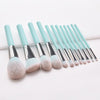 12 light blue makeup brushes