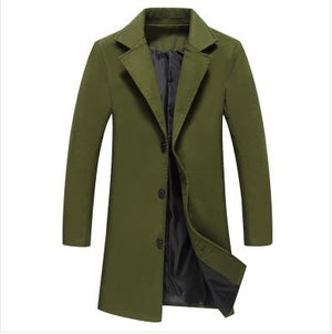 New Mens Solid Color Casual Business Woolen Coats