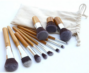 Bamboo Handle Makeup Brush Suit Bamboo Pole With Sack Top Quality