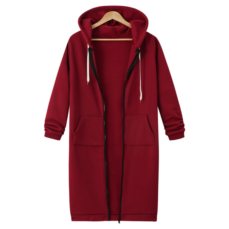 Hooded Long Sleeve Sweater Fleece Long Jacket