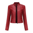 Studded Leather Women Short Jacket Long Sleeves