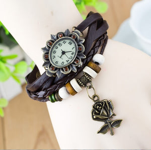 Fashionable Casual Ladies Watch Leather Wrapped Bracelet Epidermis Women Table Butterfly Pendants Wholesale Children Table