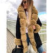 Winter mid-length pie overcoming thick fur collar furry coat women