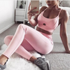 Yoga Set New  Solid Crop Top Long Pant Women Suit Two Piece Set