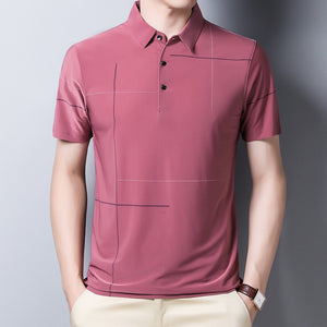 Polo shirt with printed lapel and ice silk tops