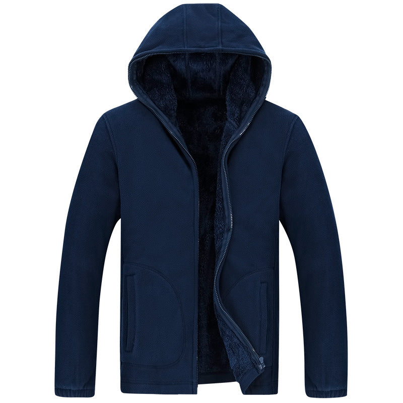 Loose Plus Size Cardigan Hooded Warm Fleece Jacket