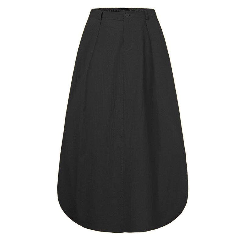 Alpscommerce Half Length Long Cotton And Linen A Line Skirt