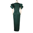 Women's Plus Size Slim-fit Green Evening Gown With Split Ends