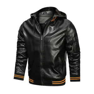 Men's Jacket Spot Hooded Multi-pocket Leather Jacket Men