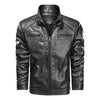 Men Leather Jacket Motorcycle Turn-down PU Solid Casual Men Coats