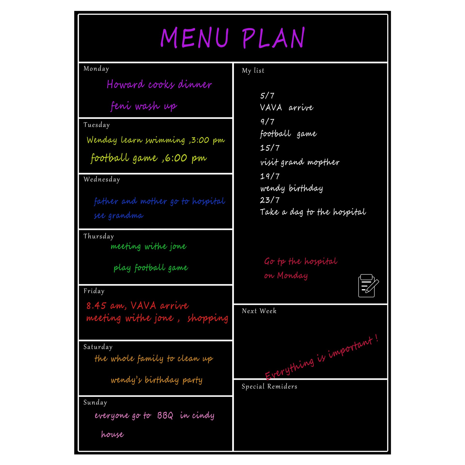 Magnetic Whiteboard Refrigerator Soft Movement Schedule