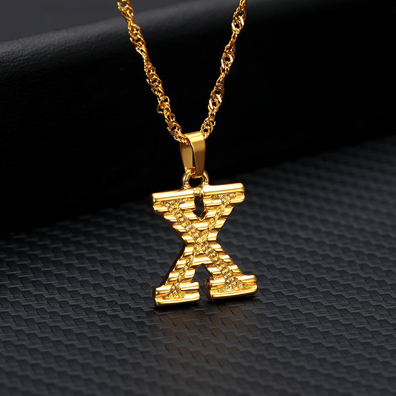 26 letters gold-plated pendant necklace