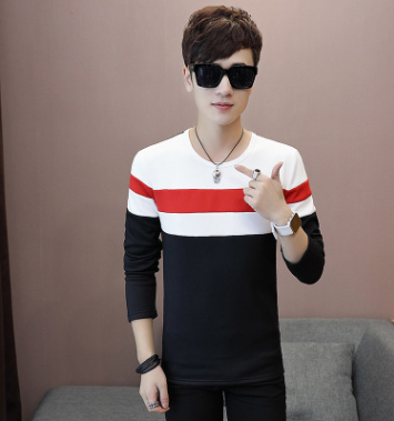 Male teen stitching slim bottoming shirt