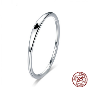 925 Sterling Silver Round Circle Pure Finger Ring Simple Heart Engrave Rings