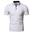 Lapel Men's Top Solid Color Business Short Sleeve