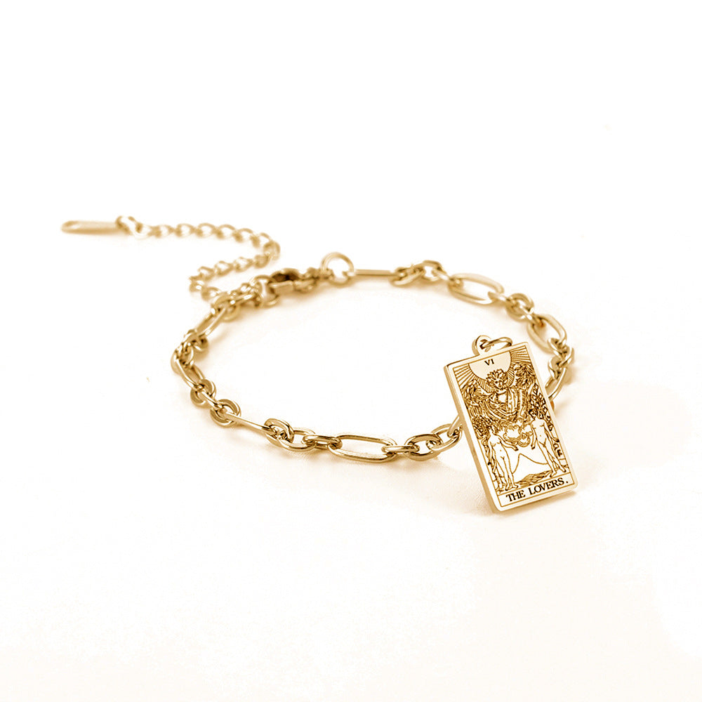 12 Tarot Card Series Fashion Trend Long Oval Link Chain Bracelet