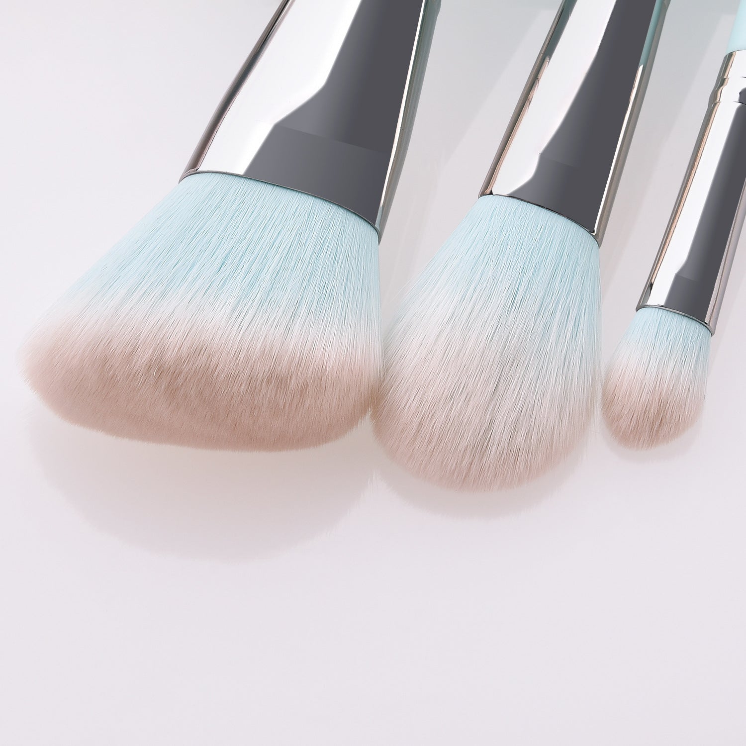 12 light blue makeup brushes