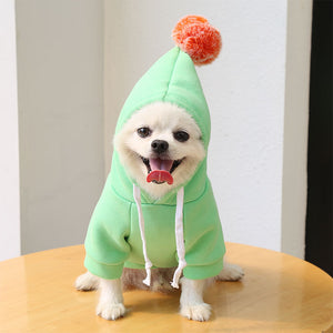 Fruit Dog Clothes Two-legged Hooded Outfits Green Fleece Clothing Autumn Winter Hoodies