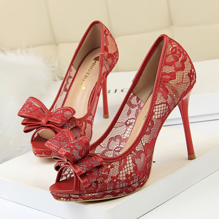 Lace high heels