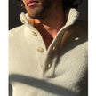 Men's White Slim-fit Stand-up Collar Sweater Pullover Plush Jacket