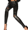 Hollow Out Women Fashion High Zippers Leggings Active Leather Pants