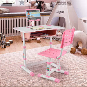 Height Adjustable Children Study Desk Table &Chair Drawing Set Bookstand