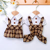 Dog Cat Clothes Coffee Lattice Student Suspenders Skirt