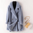 Women's Mid-length Loose Wool Sheep Shearing Coat