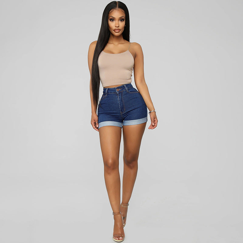 Stylish Simple High Elastic Women's Denim Shorts