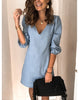 V-neck Short-sleeved Casual Loose Cotton And Linen Dress