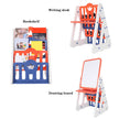 Kids Easel Play Station With Bookshelf ,Back Toyshelf,Drawing Board And Chair