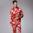 Men's Long Sleeve Pants Pajamas Set silk