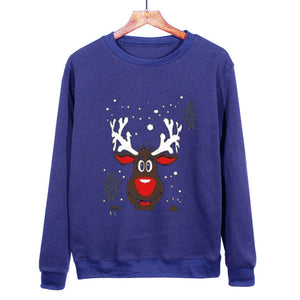 Antlers Cute Print Crew Neck Sweater