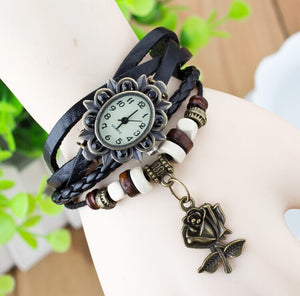 Fashionable Casual Ladies Watch Leather Wrapped Bracelet Epidermis Women Table Butterfly Pendants Wholesale Children Table