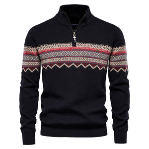 Zipper British Long Sleeve Men's Knitwear Casual