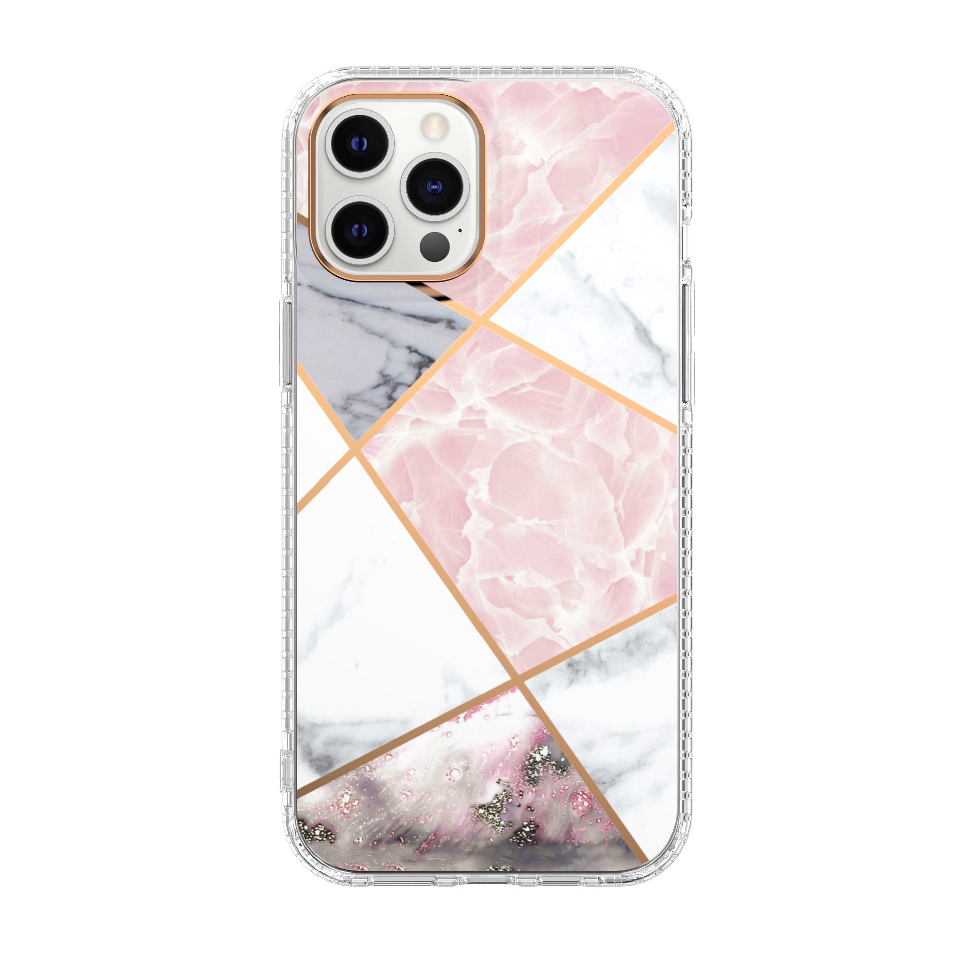 Mosaic Marble Pattern Flower Transparent Phone Case