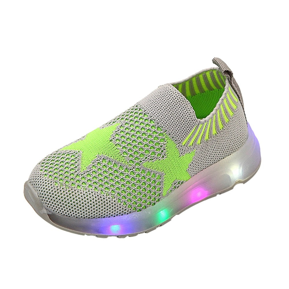 Children's Light Shoes Girls Casual Shoes Girls Flying Weaving Shoes Stars Shoes Shoes Children's Shoes Net Shoes