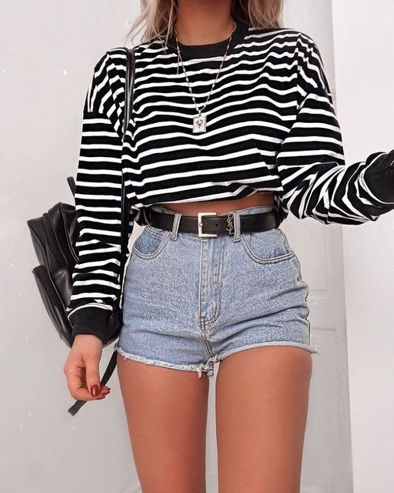 Women's Long Sleeve Crop Top T-Shirts